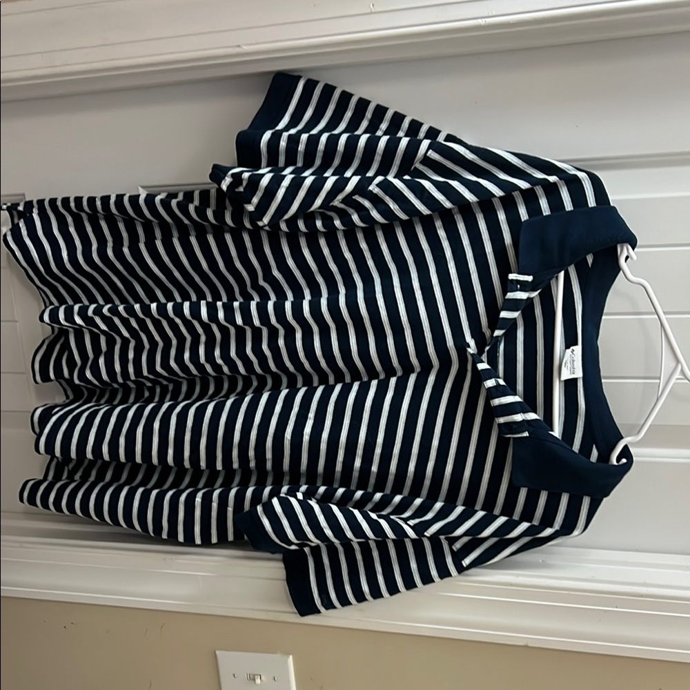 Striped Columbia Navy and White Top